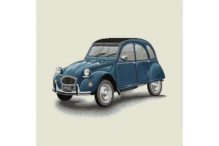 CARRÉ DÉCO VINTAGE VOITURE 2 CHEVAUX BLEU CARRÉ DÉCO VINTAGE VOITURE 2 CHEVAUX BLEU