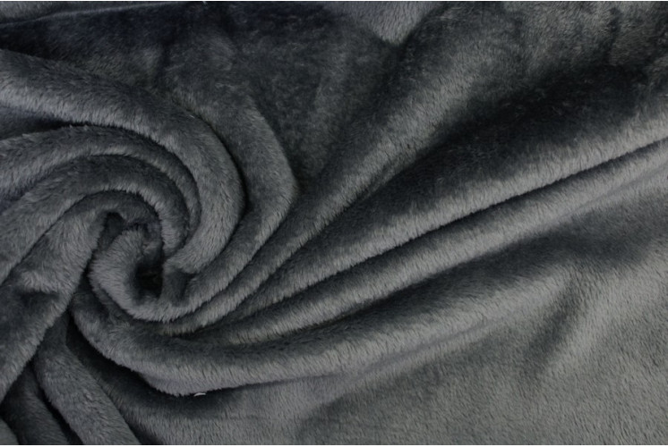 TISSU DOUDOU UNI EFFET FOURRURE ANTHRACITE TISSU DOUDOU UNI EFFET FOURRURE ANTHRACITE