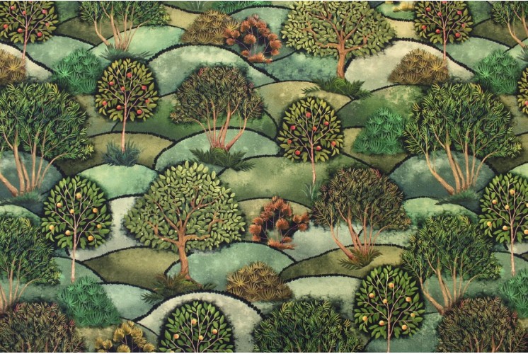  TISSU  COTON JARDIN  D EDEN ARBRES FRUITIERS Tissus  Plus