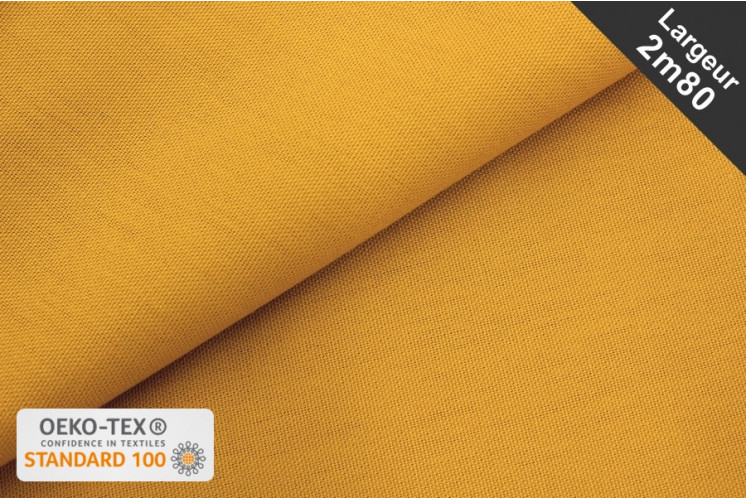 TISSU TOILE COTON 1/2 NATTÉE JAUNE CURRY TISSU TOILE COTON 1/2 NATTÉE JAUNE CURRY