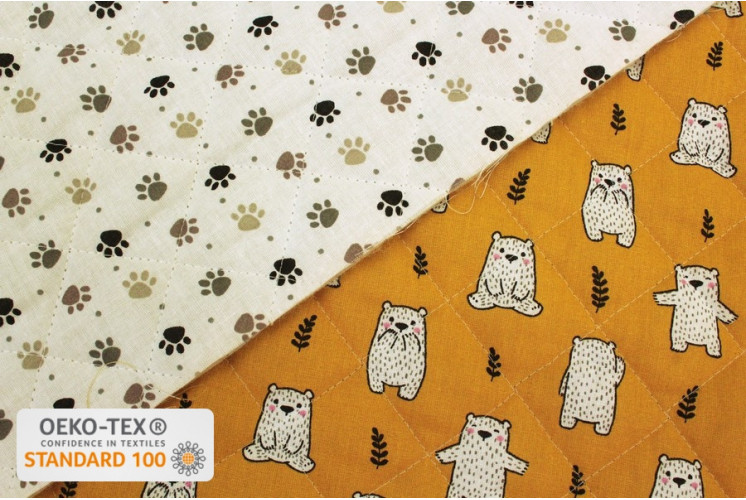 TISSU MATELASSÉ PETITS OURS PATTES DE CHIEN TISSU MATELASSÉ PETITS OURS PATTES DE CHIEN