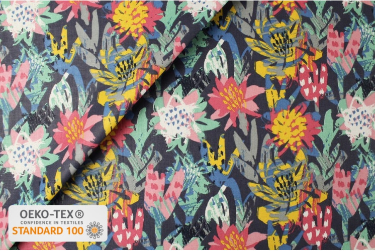 Tissu Ancien En Coton Bleu Pâle à Motifs Fleurs - Idéal Pour Projets Créatifs, Couture Vintage Ou Décoration