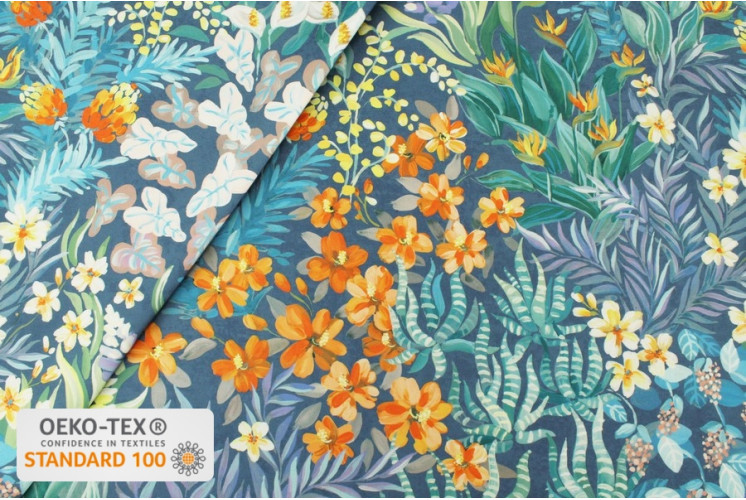 Tapis De Salon Classique Bleu Marine - Motif Fleuri Oriental - Fabriqué En Égypte (Neuf)