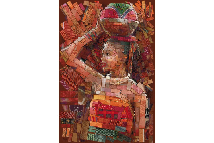 PANNEAU DÉCO AFRICAINE PORTEUSE D'EAU 134 x 200 CM PANNEAU DÉCO AFRICAINE PORTEUSE D'EAU 134 x 200 CM