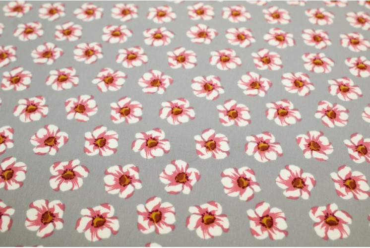 Tissu Coton Jersey Motif Floral Fleurs Sable Beige Rose Rouge Coloré Vêtements Tissu